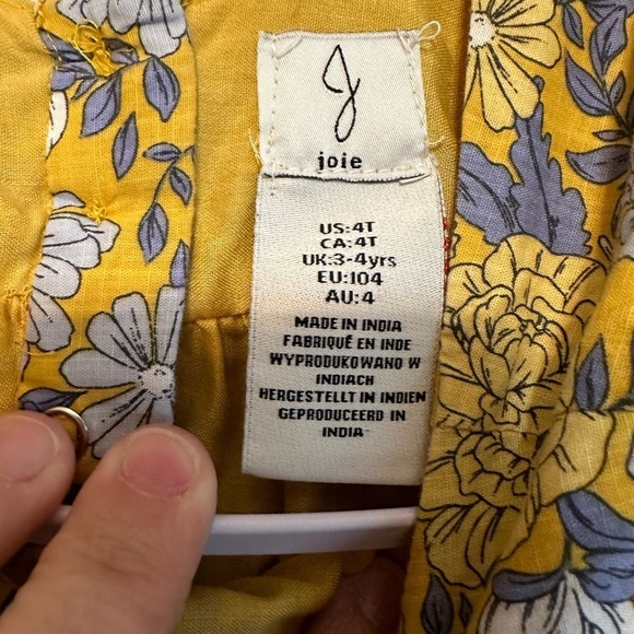 Joie 4T Multicolor Short Sleeve Dress Scoop Neck Fully Lined - Picture 2 of 5